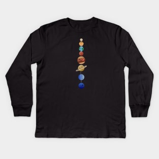 Cute Solar System - All Lined Up Kids Long Sleeve T-Shirt